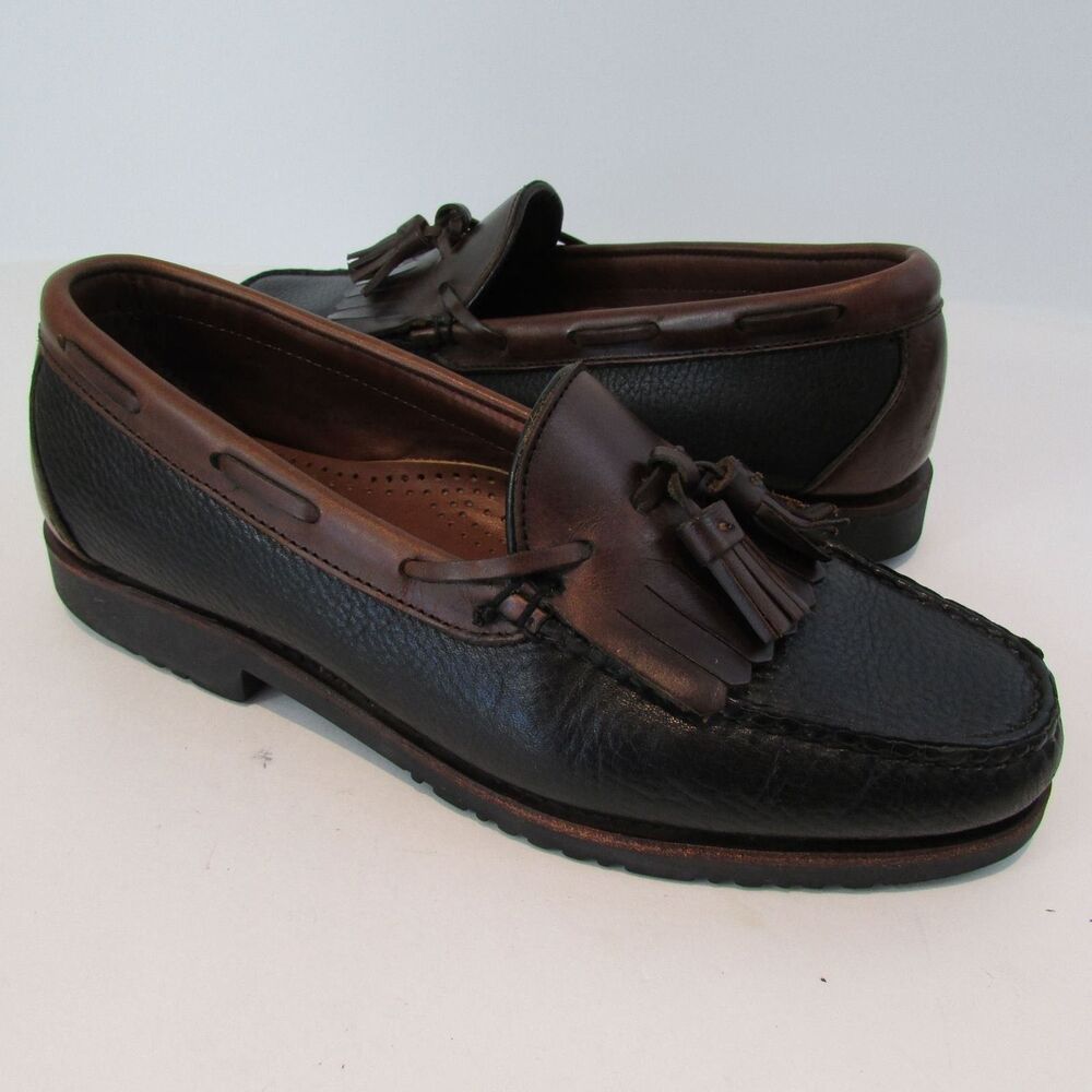 Allen Edmonds Men's 8.5 D Nashua Kilty Moc Loafers Black & Brown Leather